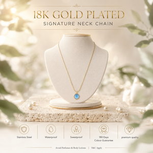 Chain 18K Gold-Plated Delicate Chain with Round Light Blue Pendant - House of Viya