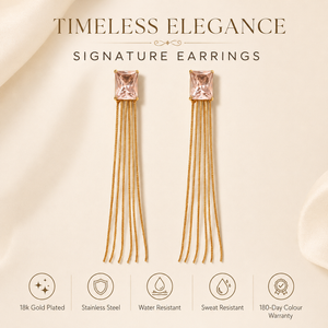Earrings Gold-Tone Oval Solitaire Crystal Drop Earrings - House of Viya