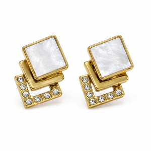 Earrings Gold-Tone Cross Pattern Geometric Drop Earrings - House of Viya