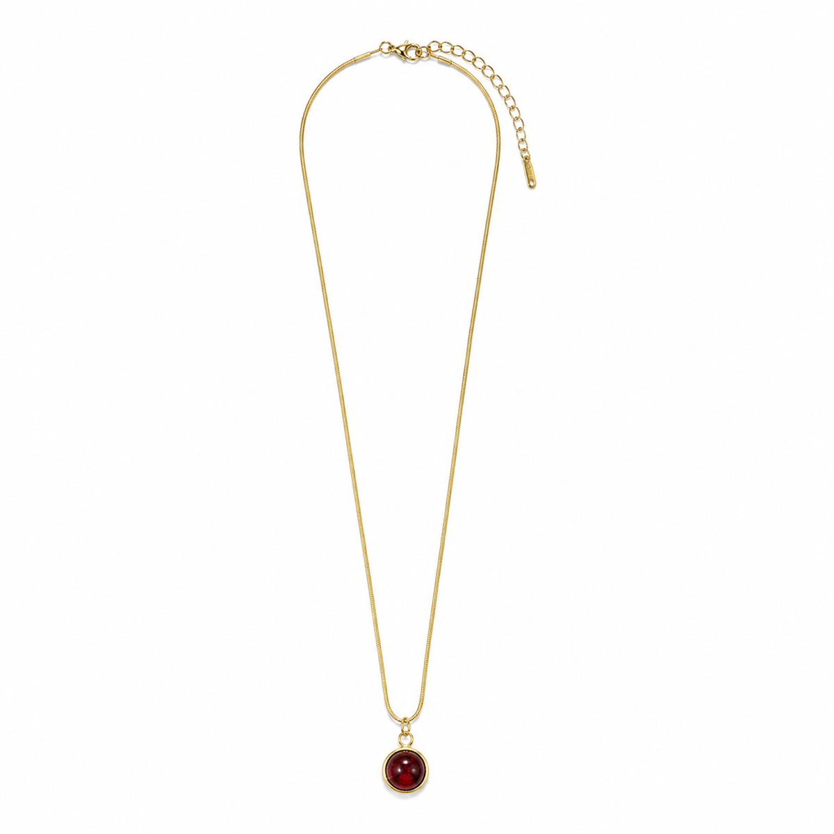 Chain 18K Gold-Plated Fine Chain with Round Red Pendant