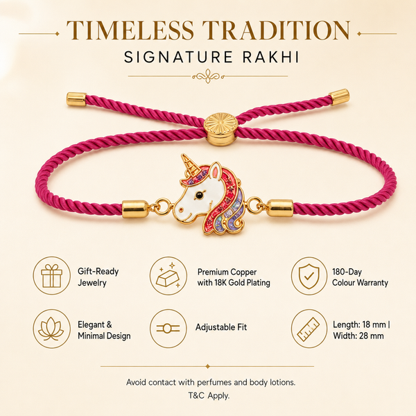 Rakhi Stone-Studded Unicorn Motif Kids Character Rakhi