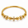 Gold Elastic Ribbed Tube Kada for Women | Ball Bead Diamond Rondelle Stretch Stainless Steel Ladies Bangle | Flexible Festive Jewellery