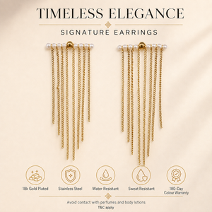Earrings Gold-Tone Rectangular Stone Halo Drop Earrings - House of Viya