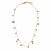 Chains Gold-Tone Multicolor Stone-Studded Charm Chain for Women
