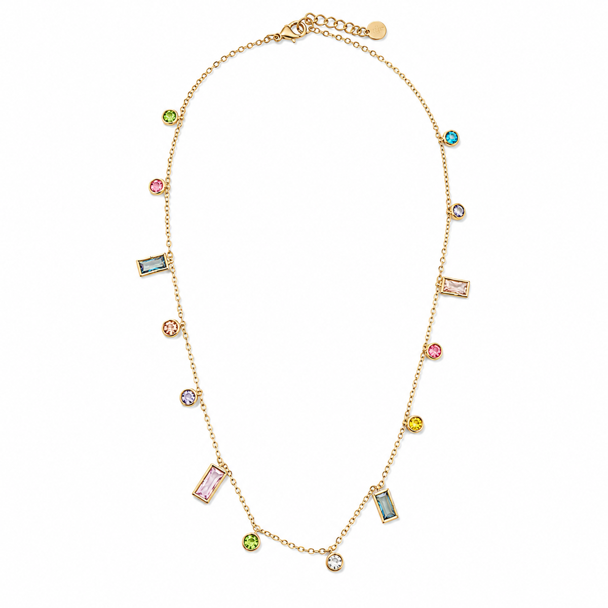 Chains Gold-Tone Multicolor Stone-Studded Charm Chain for Women