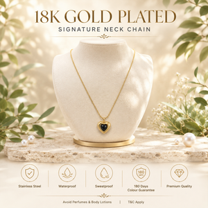 Chain 18K Gold-Plated Fine Chain with Double-Layer Black Heart Pendant - House of Viya