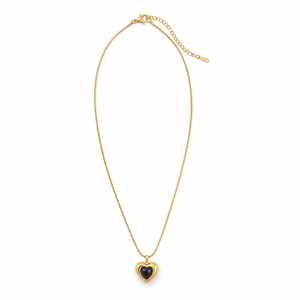 Chain 18K Gold-Plated Fine Chain with Double-Layer Black Heart Pendant - House of Viya