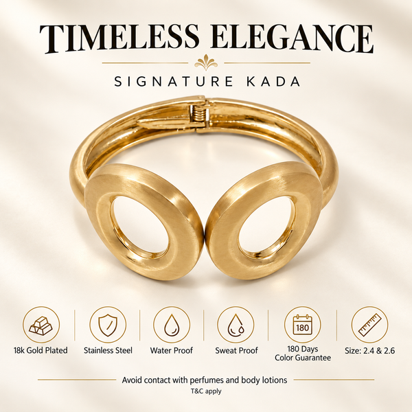 Kadas Gold-Tone Contemporary Broad Kada