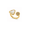 Rings Dual-Tone Polished White Stone Elegant Solitaire Ring