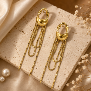 Earrings Gold-Tone Three-Stone Linear Drop Earrings - House of Viya