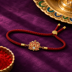 Rakhi Stone-Studded Lotus Floral Motif Design Rakhi