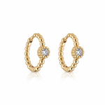 Gold Plated Beaded Hoop Earrings with CZ Stone – Elevate Your Style