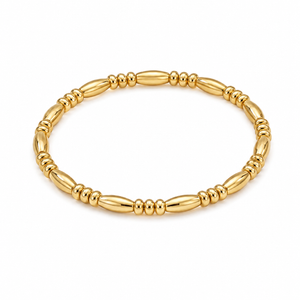 Gold Bamboo Anti-Tarnish Beaded Kada Bracelet for Women