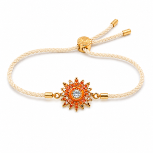 18K Gold Plated Rakhi Stone-Studded Sun Chakra Motif Design Rakhi - House of Viya