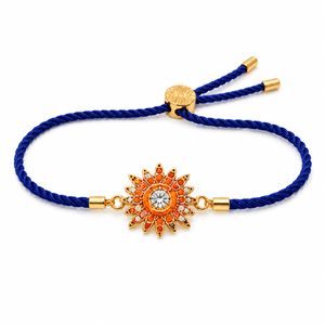 18K Gold Plated Rakhi Stone-Studded Sun Chakra Motif Design Rakhi - House of Viya