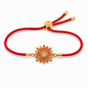 18K Gold Plated Rakhi Stone-Studded Sun Chakra Motif Design Rakhi - House of Viya