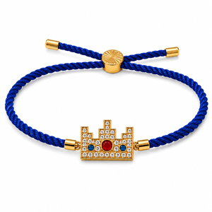 18K Gold Plated Rakhi Stone-Studded Pixel Crown Motif Charm Rakhi - House of Viya