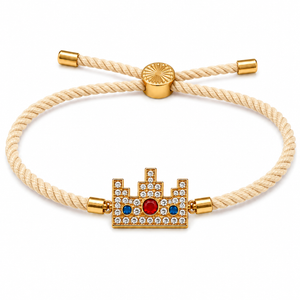 18K Gold Plated Rakhi Stone-Studded Pixel Crown Motif Charm Rakhi - House of Viya