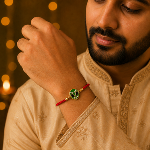 18K Gold Plated Rakhi Stone-Studded Alien Motif Character Rakhi - House of Viya