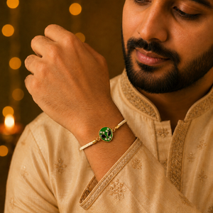 18K Gold Plated Rakhi Stone-Studded Alien Motif Character Rakhi - House of Viya