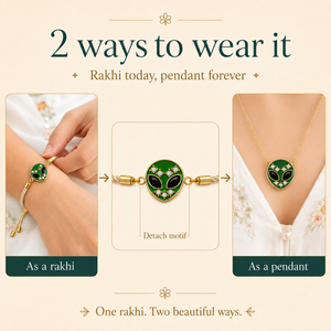 18K Gold Plated Rakhi Stone-Studded Alien Motif Character Rakhi - House of Viya