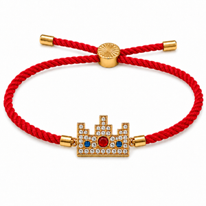 18K Gold Plated Rakhi Stone-Studded Pixel Crown Motif Charm Rakhi - House of Viya
