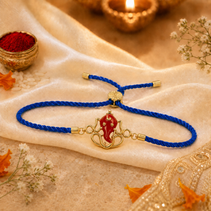 18K Gold Plated Rakhi Ganesha Motif Religious Traditional Rakhi - House of Viya