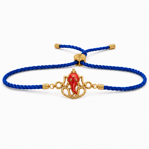 18K Gold Plated Rakhi Ganesha Motif Religious Traditional Rakhi - House of Viya