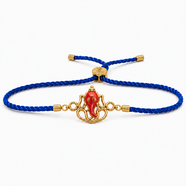 18K Gold Plated Rakhi Ganesha Motif Religious Traditional Rakhi - House of Viya
