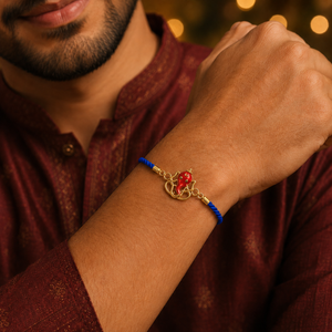 18K Gold Plated Rakhi Ganesha Motif Religious Traditional Rakhi - House of Viya