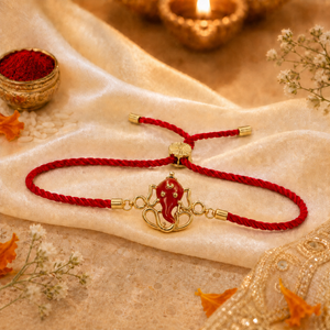 18K Gold Plated Rakhi Ganesha Motif Religious Traditional Rakhi - House of Viya