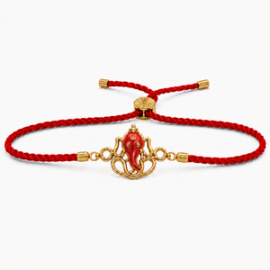 18K Gold Plated Rakhi Ganesha Motif Religious Traditional Rakhi - House of Viya