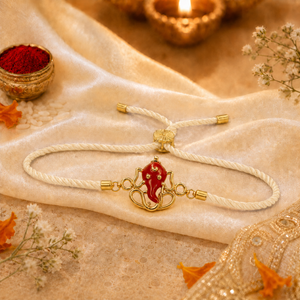 18K Gold Plated Rakhi Ganesha Motif Religious Traditional Rakhi - House of Viya