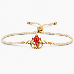 18K Gold Plated Rakhi Ganesha Motif Religious Traditional Rakhi - House of Viya