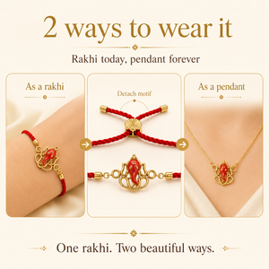 18K Gold Plated Rakhi Ganesha Motif Religious Traditional Rakhi - House of Viya