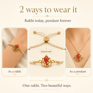 18K Gold Plated Rakhi Ganesha Motif Religious Traditional Rakhi - House of Viya