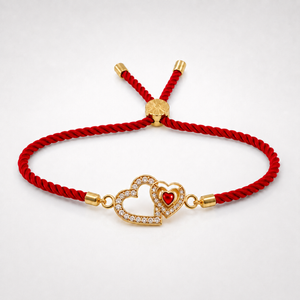 18K Gold Plated Rakhi Stone-Studded Heart Motif Charm Design Rakhi - House of Viya