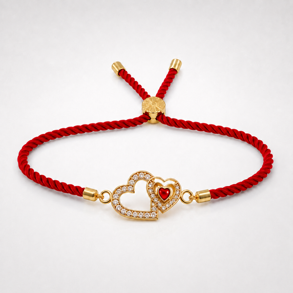 18K Gold Plated Rakhi Stone-Studded Heart Motif Charm Design Rakhi - House of Viya