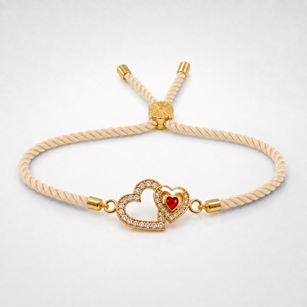 18K Gold Plated Rakhi Stone-Studded Heart Motif Charm Design Rakhi - House of Viya