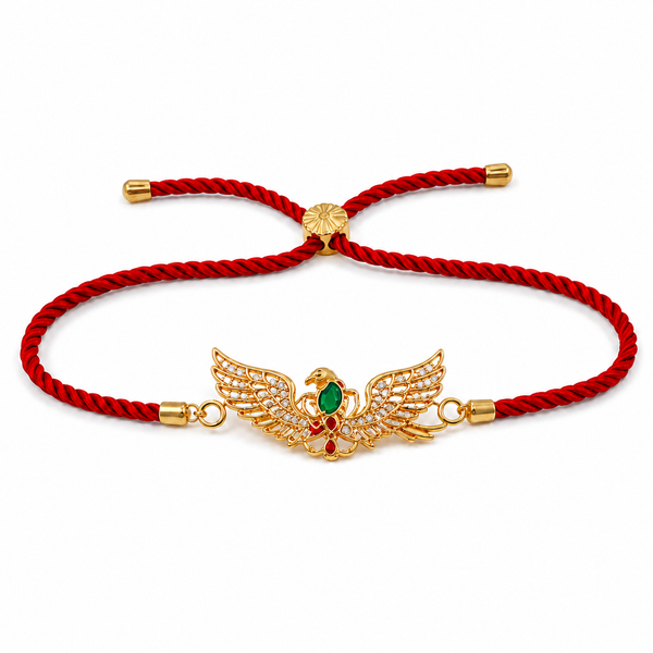 18K Gold Plated Rakhi Stone-Studded Garuda Motif Religious Rakhi - House of Viya