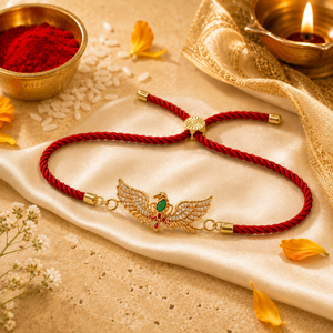 18K Gold Plated Rakhi Stone-Studded Garuda Motif Religious Rakhi - House of Viya