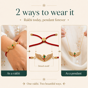 18K Gold Plated Rakhi Stone-Studded Garuda Motif Religious Rakhi - House of Viya
