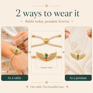 18K Gold Plated Rakhi Stone-Studded Garuda Motif Religious Rakhi - House of Viya