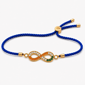 18K Gold Plated Rakhi Stone-Studded Infinity Motif Charm Design Rakhi - House of Viya