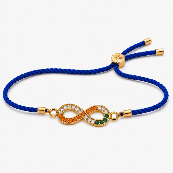 18K Gold Plated Rakhi Stone-Studded Infinity Motif Charm Design Rakhi - House of Viya