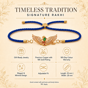 18K Gold Plated Rakhi Stone-Studded Garuda Motif Religious Rakhi - House of Viya