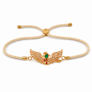 18K Gold Plated Rakhi Stone-Studded Garuda Motif Religious Rakhi - House of Viya