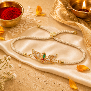18K Gold Plated Rakhi Stone-Studded Garuda Motif Religious Rakhi - House of Viya