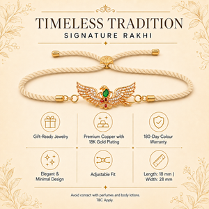 18K Gold Plated Rakhi Stone-Studded Garuda Motif Religious Rakhi - House of Viya
