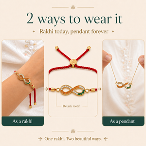18K Gold Plated Rakhi Stone-Studded Infinity Motif Charm Design Rakhi - House of Viya